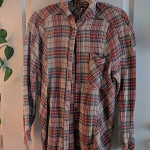 Men's Red Plaid Long-Sleeve Shirt